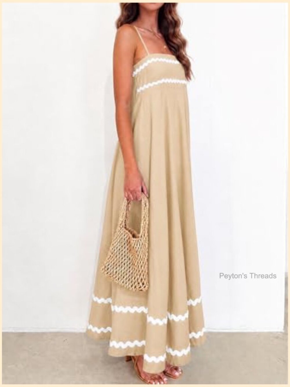 Spaghetti Strap Maxi Dress Flowy A Line with Pockets Beach Vacation Brunch - Picture 4 of 7